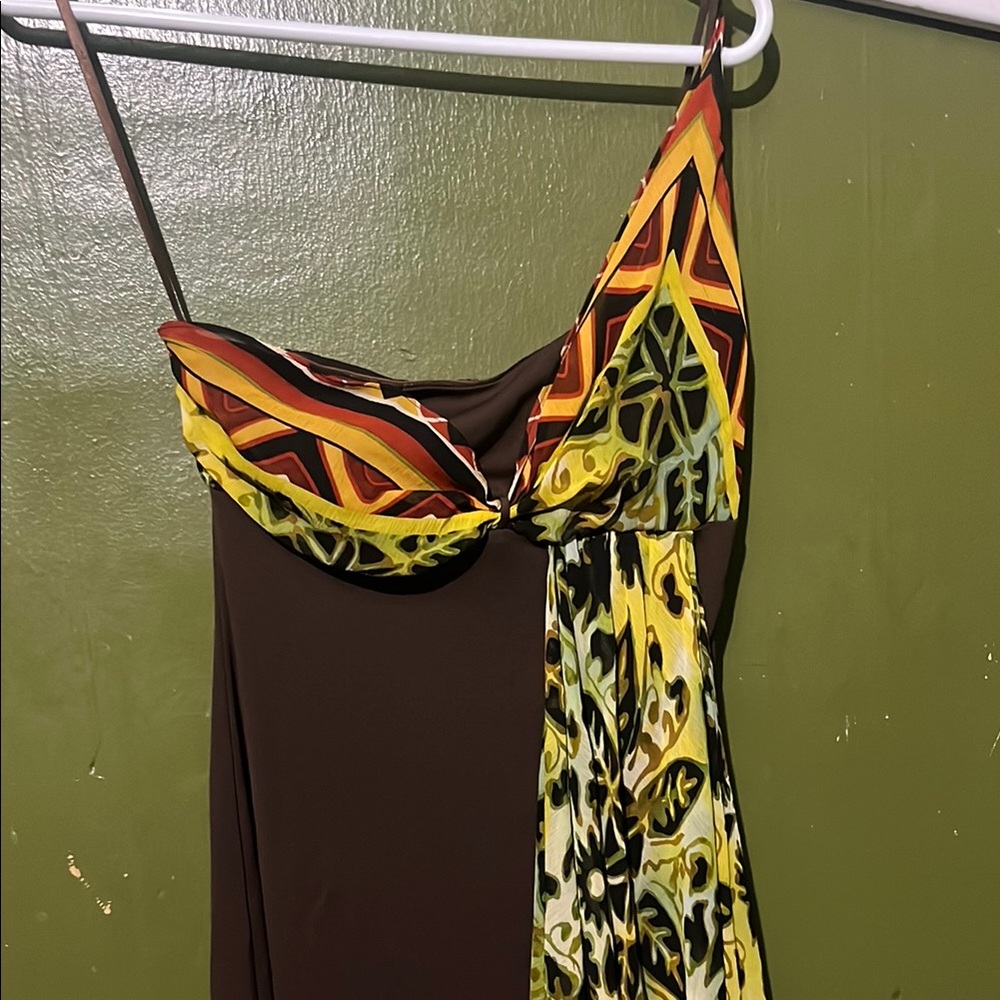 Yellow and Black One Shoulder Sundress Cocktail